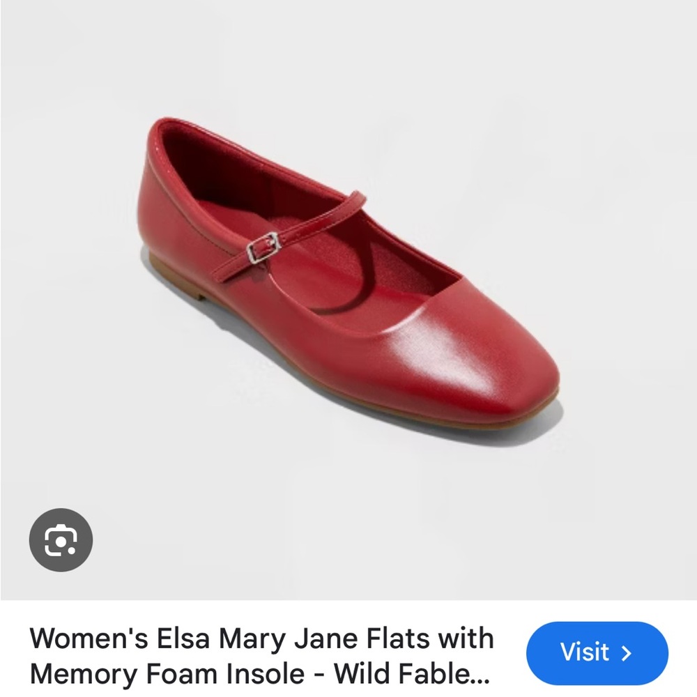 Cherry Red Mary Jane Ballet Flats